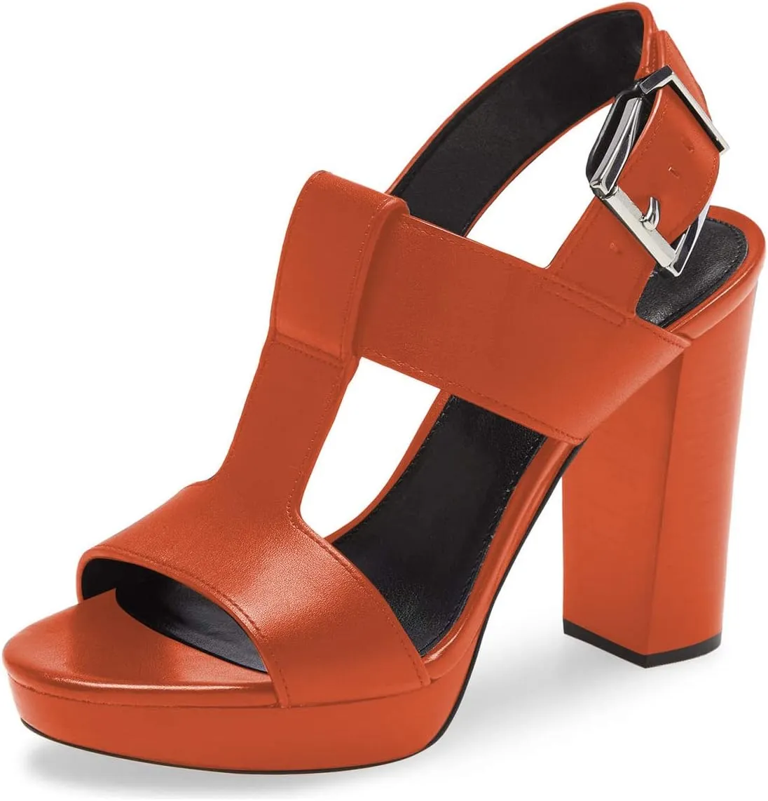 YDN Women T-Strap Stacked Chunky High Heel Ankle Strap Platform Sandals Open Toe Slingback Buckled Dress Summer Office Party Shoes