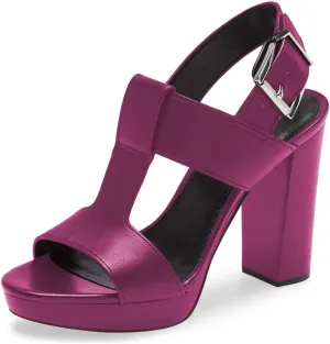 YDN Women T-Strap Stacked Chunky High Heel Ankle Strap Platform Sandals Open Toe Slingback Buckled Dress Summer Office Party Shoes