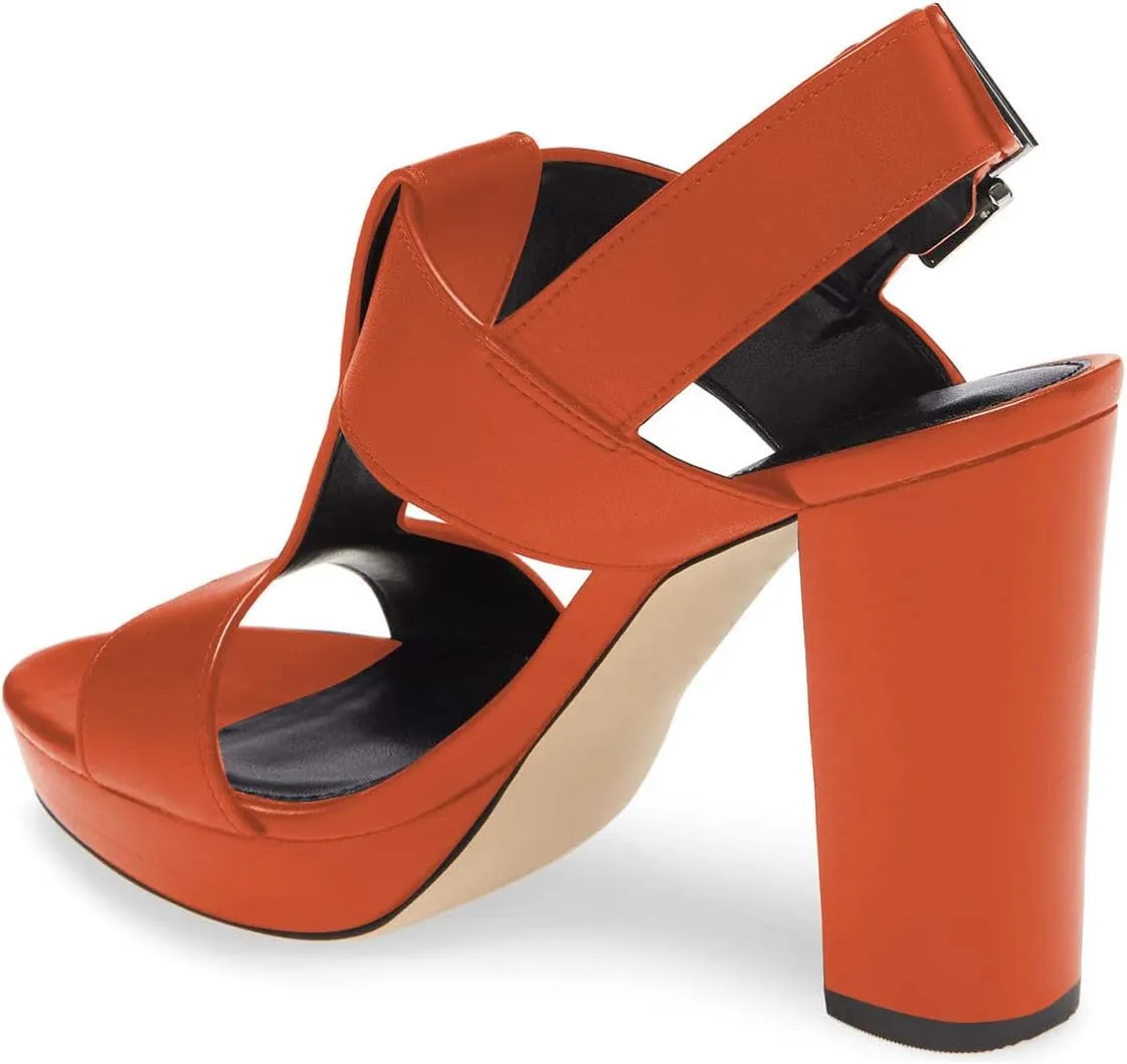YDN Women T-Strap Stacked Chunky High Heel Ankle Strap Platform Sandals Open Toe Slingback Buckled Dress Summer Office Party Shoes