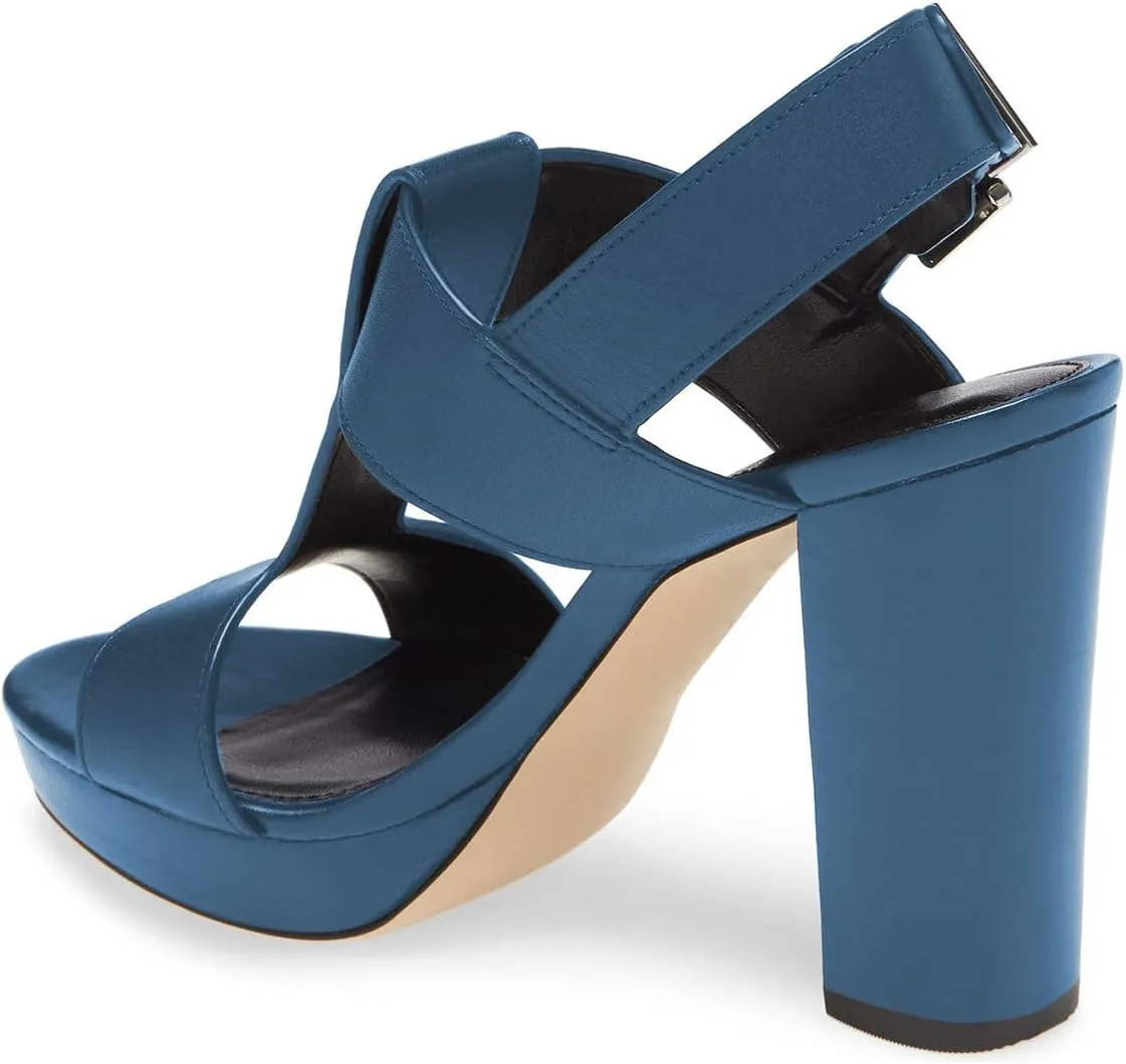 YDN Women T-Strap Stacked Chunky High Heel Ankle Strap Platform Sandals Open Toe Slingback Buckled Dress Summer Office Party Shoes