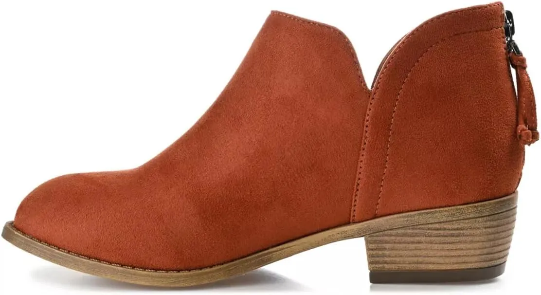 YDN Womens Mid Heels Ankle Booties Almond Toe Block Low Heels Pumps Classic V Cut Back Zipper Shoes Size 4-15 US