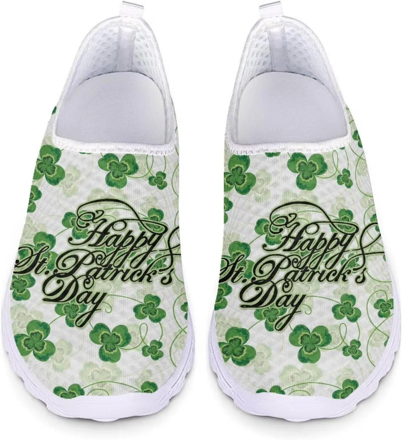 Yzaoxia St Patricks Day Shoes Mesh Slip On Shoes for Women Breathable Sneakers Tennis Running Shoes Athletic Walking Shoes Size 5.5-11.5