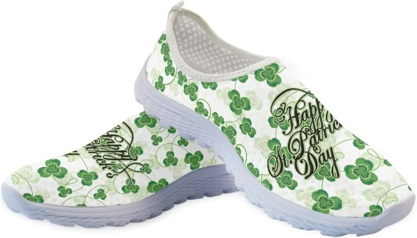 Yzaoxia St Patricks Day Shoes Mesh Slip On Shoes for Women Breathable Sneakers Tennis Running Shoes Athletic Walking Shoes Size 5.5-11.5