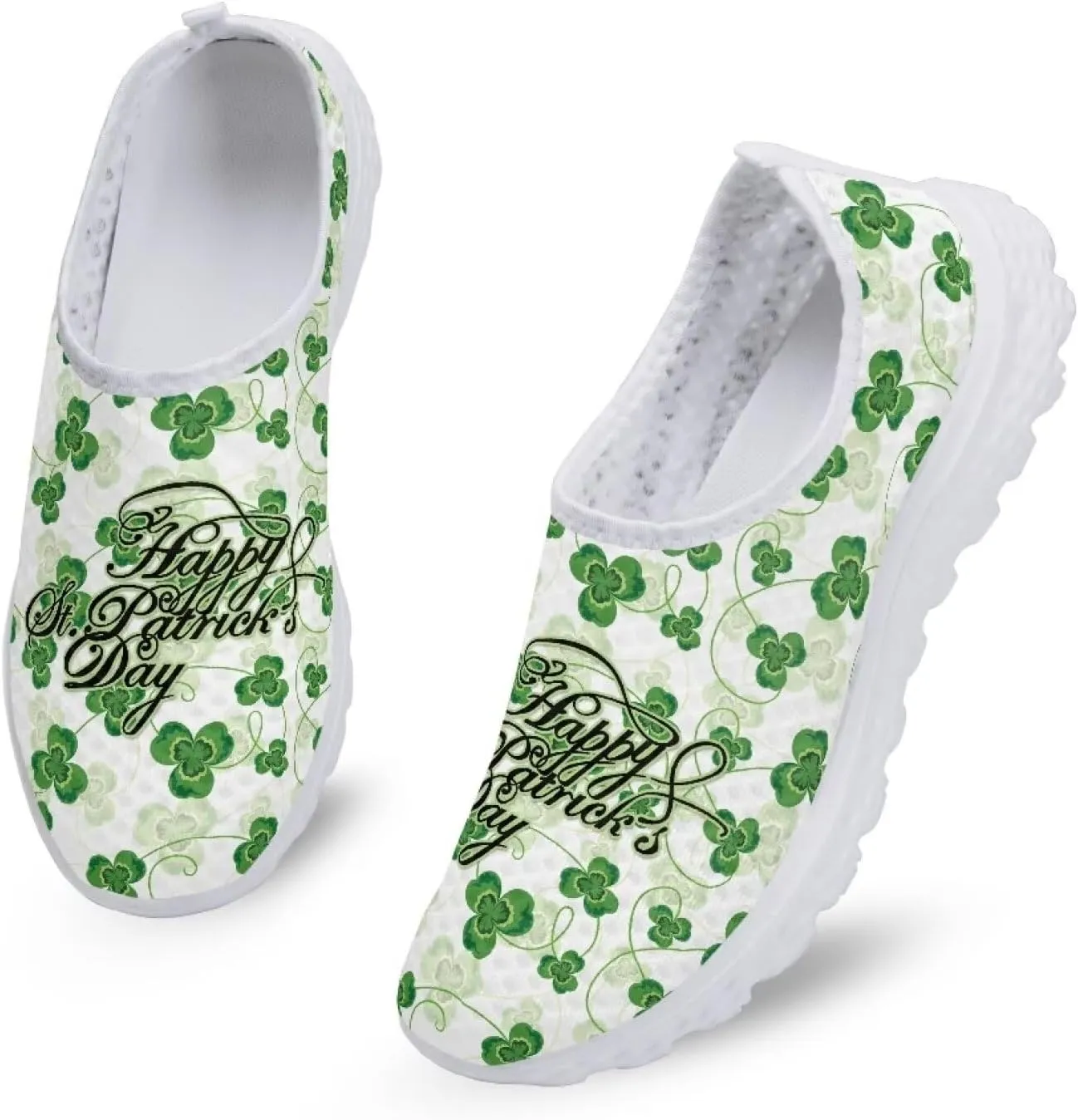 Yzaoxia St Patricks Day Shoes Mesh Slip On Shoes for Women Breathable Sneakers Tennis Running Shoes Athletic Walking Shoes Size 5.5-11.5