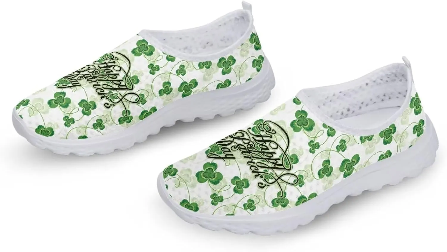 Yzaoxia St Patricks Day Shoes Mesh Slip On Shoes for Women Breathable Sneakers Tennis Running Shoes Athletic Walking Shoes Size 5.5-11.5
