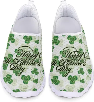 Yzaoxia St Patricks Day Shoes Mesh Slip On Shoes for Women Breathable Sneakers Tennis Running Shoes Athletic Walking Shoes Size 5.5-11.5