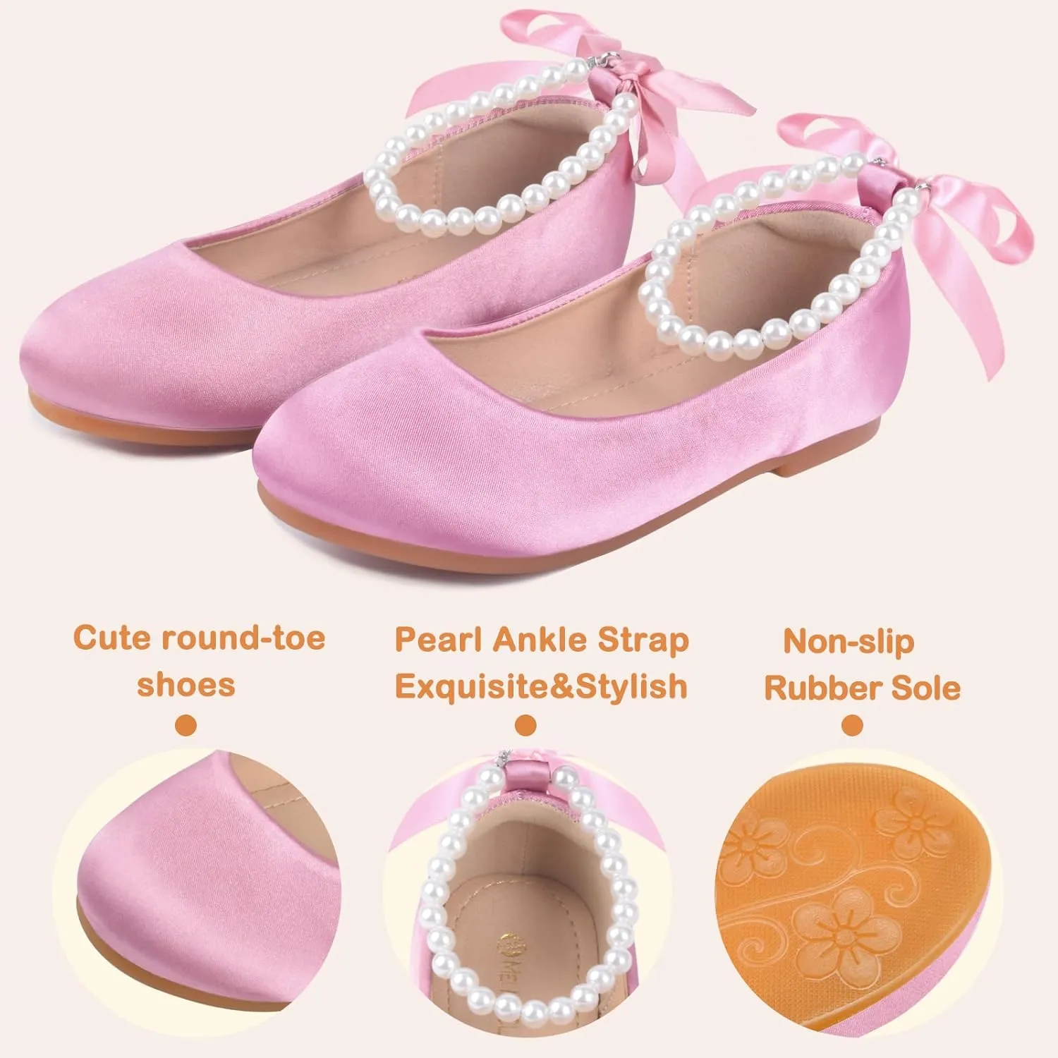ZGDG Girls Flat Dress Shoes Ballet Shoes,Glitter Mary Jane Flats Wedding Party Ballerinas with Elastic Strap for Little/Big Kid