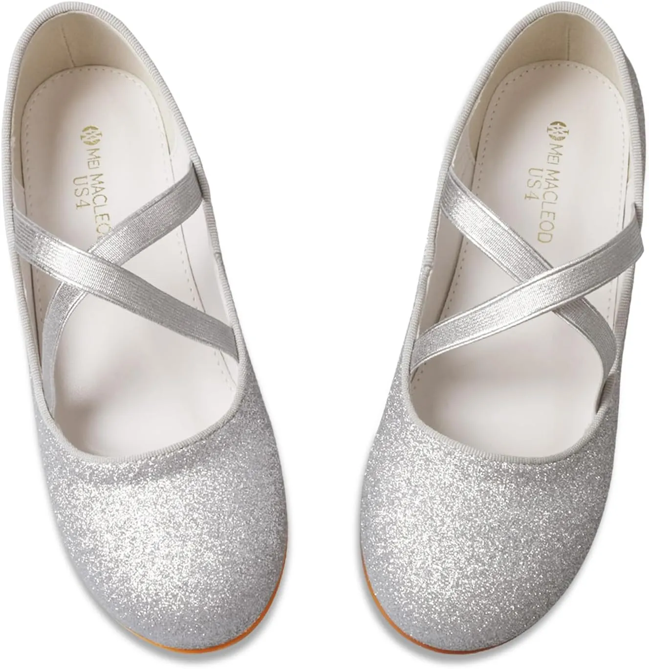 ZGDG Girls Flat Dress Shoes Ballet Shoes,Glitter Mary Jane Flats Wedding Party Ballerinas with Elastic Strap for Little/Big Kid