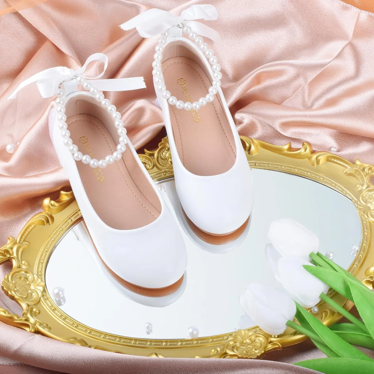 ZGDG Girls Flat Dress Shoes Ballet Shoes,Glitter Mary Jane Flats Wedding Party Ballerinas with Elastic Strap for Little/Big Kid