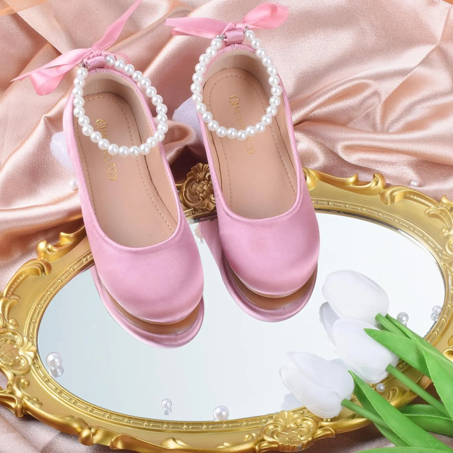 ZGDG Girls Flat Dress Shoes Ballet Shoes,Glitter Mary Jane Flats Wedding Party Ballerinas with Elastic Strap for Little/Big Kid