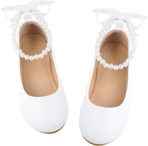 ZGDG Girls Flat Dress Shoes Ballet Shoes,Glitter Mary Jane Flats Wedding Party Ballerinas with Elastic Strap for Little/Big Kid